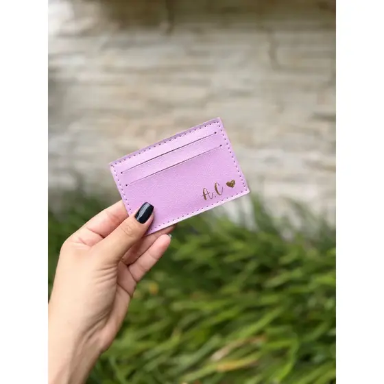 Kit 16 Unidades Mini Cartão Heloisa Personalizado Com Nome ou Iniciais Em Couro Sintetico