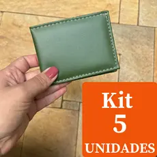 Carteira Masculina Mini Slim Kit Com 5 Unidades Pequena E Compacta Em Couro Sintetico
