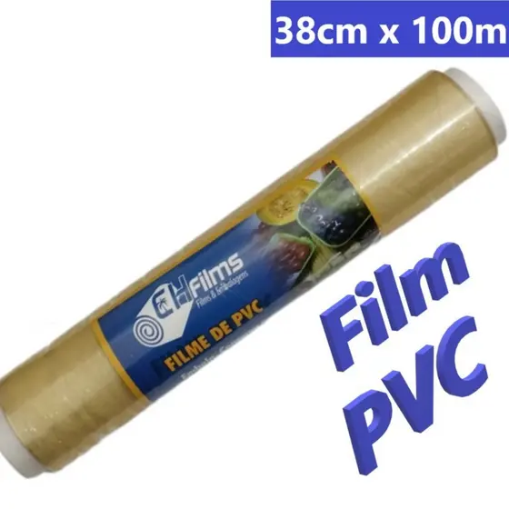 Bobina Filme PVC Plástico Alimentos Rolo 38cm x 100m