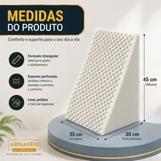 Almofada Triangular Anatômica Alívio de Dor na Coluna - Apoio Ortopédico para Costas em Espuma
