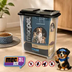 Pote Com Tampa Dispenser Ração De Pet Cão Gato 35 Litros 15kg  Resisnte Mec Pet