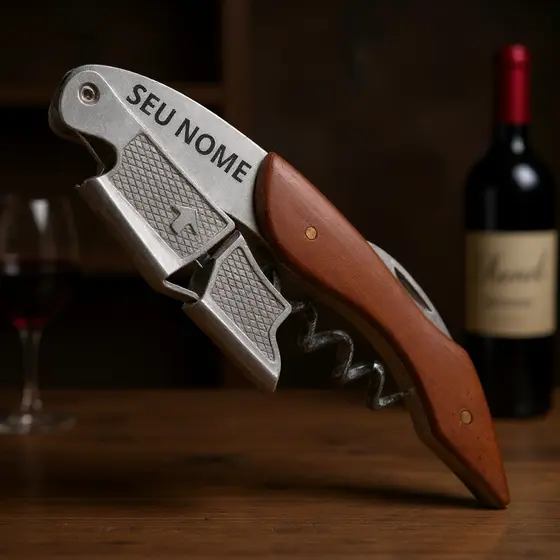 Saca-rolhas Abridor De Vinho E Garrafas Profissional Garbo Personalizado Nome a laser