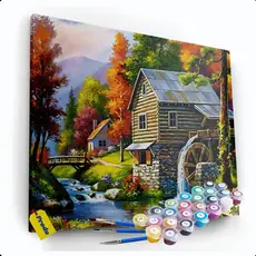 Kit Pintura Numerada Tela 50x40cm Anti Estresse Tinta Acrílica Pincéis Hobby Terapêutico Produ