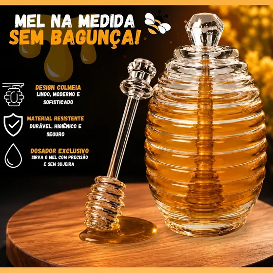 Meleira De Polipropileno Design Sofisticado Transparente Colher Dosadora 223ml