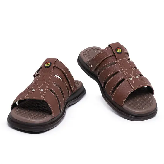 Sandália Chinelo Masculino Couro Marrom Preta Antiestresse