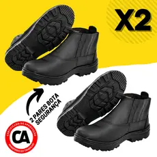 Kit com 2 pares Bota Botina de Segurança Masculina Couro Legitimo Impermeável Envio Imediato