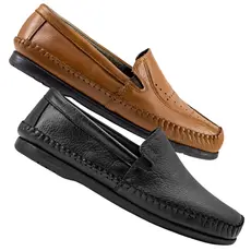Kit 2 Pares Sapato Mocassim Sapatilha Masculino de Couro Legítimo Ortopédico Casual Envio Imediato