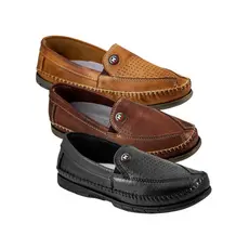 Kit 3 pares Sapatos Sapatilhas Mocassim Masculino de Couro Legitimo Leve Macio Envio Imediato