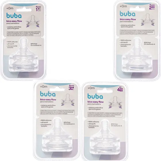 Bico Silicone Para Mamadeira Buba 2 unidades Easy Flow