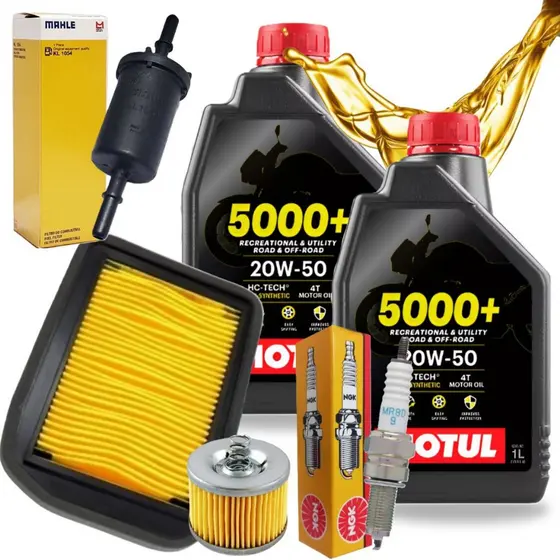 Kit Revisão Fazer 150 / Crosser 150 / Factor 110 Troca Óleo Motul 20w50 + Filtros e Vela Ngk