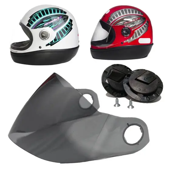 Viseira Fumê P/ Capacete Formula 1 / Femme + Botões Laterais