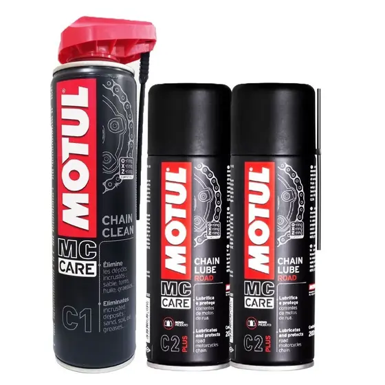 Limpa Correntes + Lubrificante Motul C1 Chain Clean + C2 Chain Lube