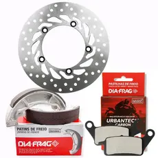 Disco de Freio Dianteiro Fazer 150 2016-2025 / Factor 150 2016-2025 / Factor 125i + Pastilhas e Lonas Diafrag