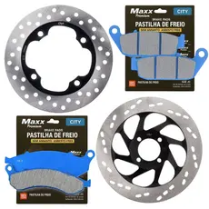 Kit Discos de Freio P/ Haojue Chopper Road 150 + Pastilhas