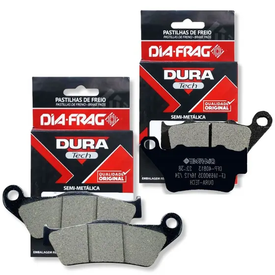 Kit Pastilhas de Freio P/ Royal Enfield Hunter 350 / Meteor 350 / Classic 350 / Classic 500 Diafrag (Semimetálica)