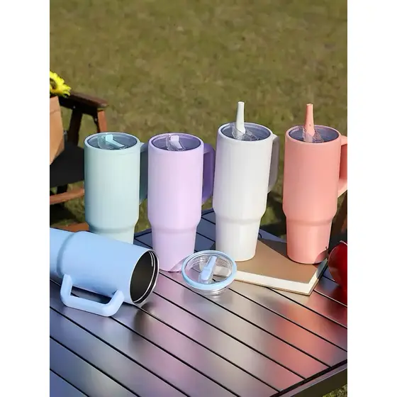 Copo Térmico de Inox 1,2 Litros com CANUDO , Alça Ergonômica e Canudo Plastico premium
