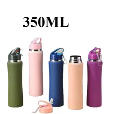 Garrafa Térmica Inox 350ml com Bico, Canudo e Chaveiro – Bebidas Frias ou Quentes por Mais Tempo!