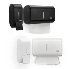 Kit Porta Sabonete Saboneteira 400ml + Porta Papel Toalha Toalheiro Preto / Branco + Kit Montagem