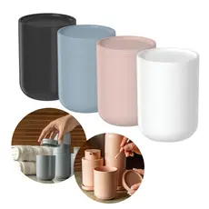 Porta Cotonete Algodão em Acrílico Com Tampa Maquiagens Elásticos Multiuso Universal Linha Bold Ou