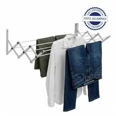 Varal de Roupas Sanfonado Retrátil de Alumínio para Parede 77cm / 1 metro Apartamento Compacto 6kg