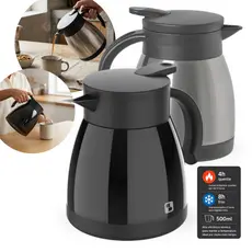 Bule Térmico Garrafa Térmica Aço Inox / Preta 500ml para Café Chá Com Alça Elegance Soprano