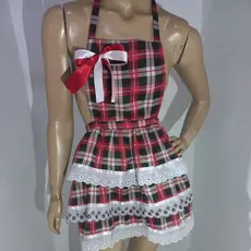 Avental Caipira Cadrez Lindo Jardineira Presente Festa Junina Roupa Oferta
