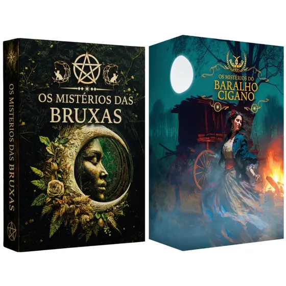 Kit 2 Tarot Mistérios - Bruxas e Cigano Lenormand 36 Cartas Plastificadas Manual Oráculo Tarô