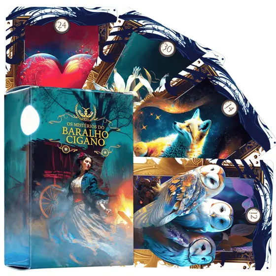 Baralho Tarot Cigano Lenormand com 36 Cartas 100% Plastificadas com Manual Tamanho Revista Colorido