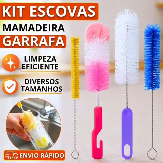 Escova Lavar Garrafa Escova Louça Garrafa Pet Copo Limpa Bico Tamanhos 28cm 34cm 38 Cm