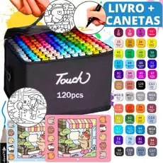 Kit 24-120 Canetinhas Bobbie Bob Touch Varias Cores Ponta Dupla Colorir Marcador Marca Texto Livro Livrinho Colorir