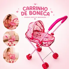 Carrinho De Boneca Bebê Reborn 60cm Brinquedo Menina Berço