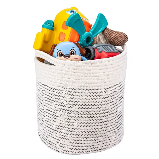 Cesto Organizador De Corda Algodão Artiko Decor Com Alças Redondo 28x28