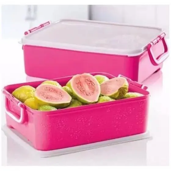 Caixa Rosa Handle Oriental Container 7,8 Litros Com Alça Tupperware® Original