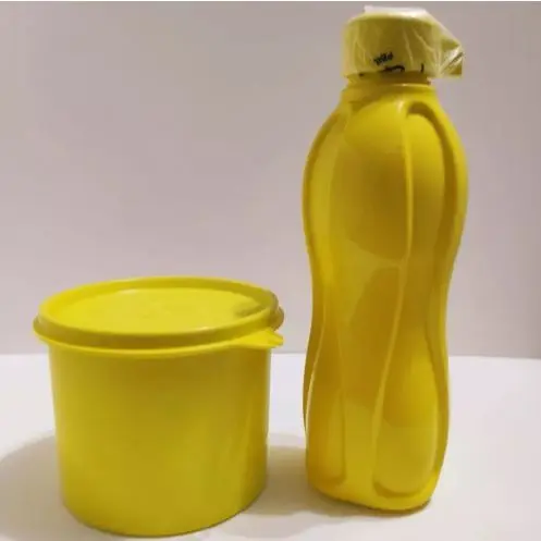 Kit Infantil Eco Tupper Com Tampa de Rosca e Redondinha Amarela Tupperware® Importado