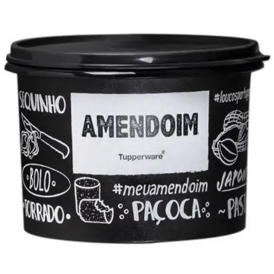 Pote Tupper Caixa PB (Preto e Branco) Armazenagem Amendoim 1,1 Litro Tupperware®