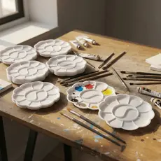 Kit 10 Godê Pintura Flor 12 Cavidades Plástico Resistente Material Escolar Atacado Crianças Aulas Arte