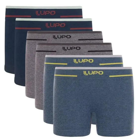 Kit 6 Cuecas Lupo Boxer Sem Costura Microfibra Infantil