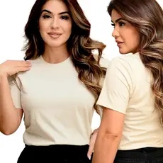 T-SHIRT GOLA O FEMININA BASIC 100% ALGODÃO LISA