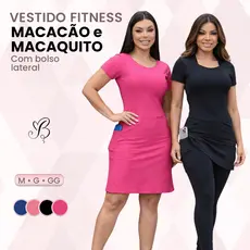 Vestido Fitness Moda Evangélica Macacão Cristã Virtuosa Suplex Com Bolso Academia