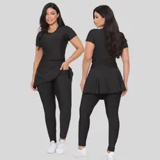Conjunto Fitness Moda Evangelica Com Bolso Legging e Top