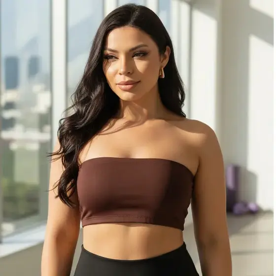 Top Faixa Fitness Tomara Que Caia Forrado Suplex Cropped Sustentação