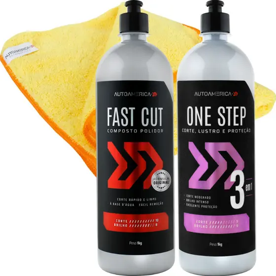 Kit Composto Polidor Autoamerica One Step Fast Cut 1kg Pano