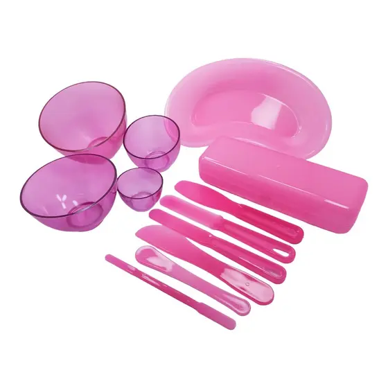 Kit 4 Cubeta + Cuba Rim + 6 Espátulas Com Estojo Rosa