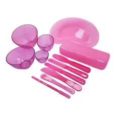 Kit 4 Cubeta + Cuba Rim + 6 Espátulas Com Estojo Rosa
