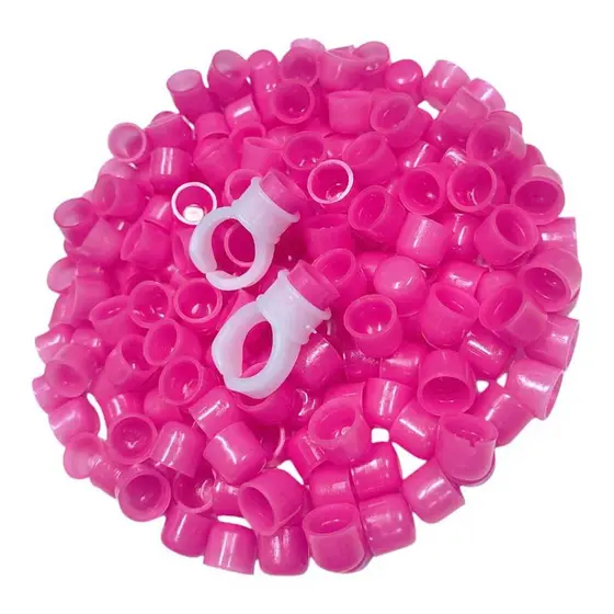 100 Batoque 11mm Descartáveis Rosa + 2 Anel reutilizável - Micropigmentação