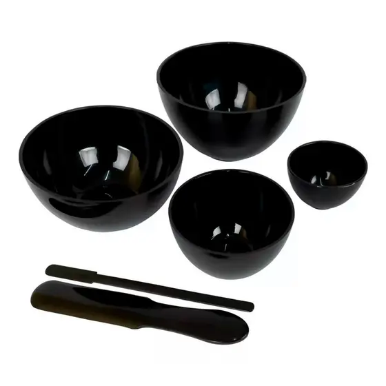 kit 4 Cubetas Silicone + 2 Espátulas Auxiliares Preta - OGP