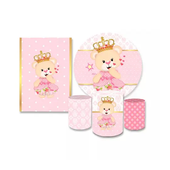 Kit Casadinho Capa Painel Redondo + Trio Cilindros Veste Fácil Ursa Ursinha Realeza