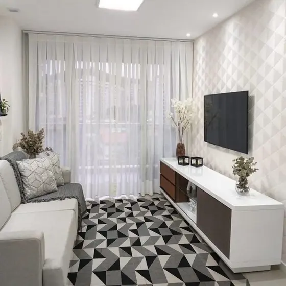 Tapete Para Sala e Quarto Dallas Supreme 1,35M X 1,0M Antiderrapante Grande Estampado Geométrico