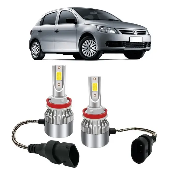 Par Lampada Super LED Farol de Milha Gol Saveiro Voyage G5 2009 2010 2011 2012 6000k HB4