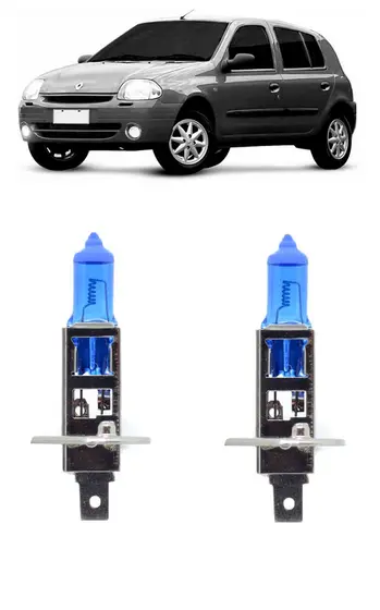 Par Lampada Super Branca Farol de Milha Clio 2000 2001 2002 8500k H1
